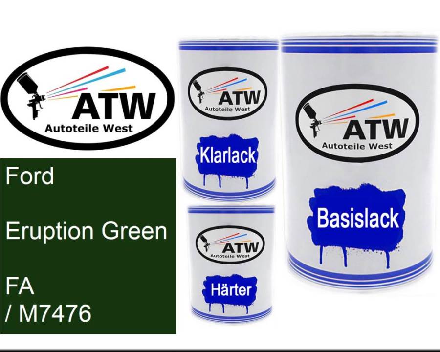 Ford, Eruption Green, FA / M7476: 500ml Lackdose + 500ml Klarlack + 250ml Härter - Set, von ATW Autoteile West.